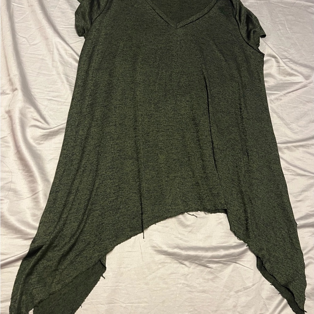 Torrid size 2 Olive Green V-Neck Asymmetrical Hem Top